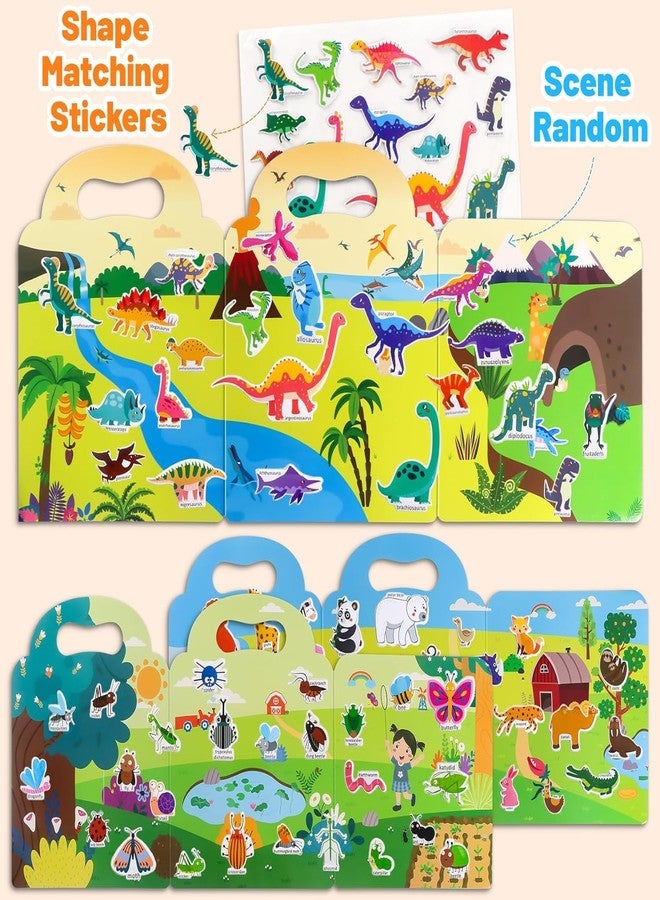 Slipps Reusable Sticker Books for Kids - Cute Waterproof Sticker for Toddler 2-6 Year Old Fun Travel Toys Learning Activities Girl Boy Gift Birthday Party Play Set (Pack of 3) Animal+Dinosaur+Insect - Image 3
